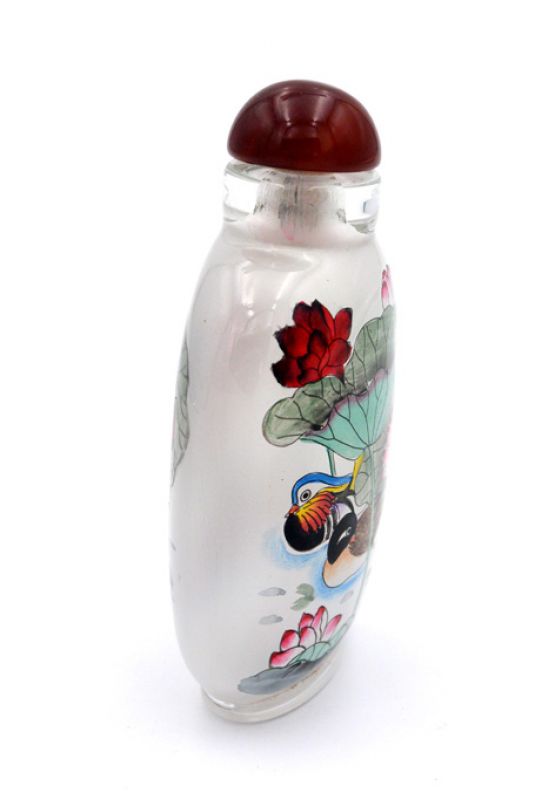 Große Glas Schnupftabakflasche - Künstler - Enten und Lotus 2