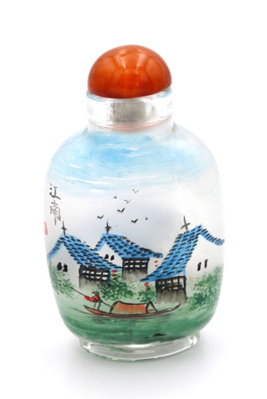 Große Glas Schnupftabakflasche - Künstler - HangZhou 3