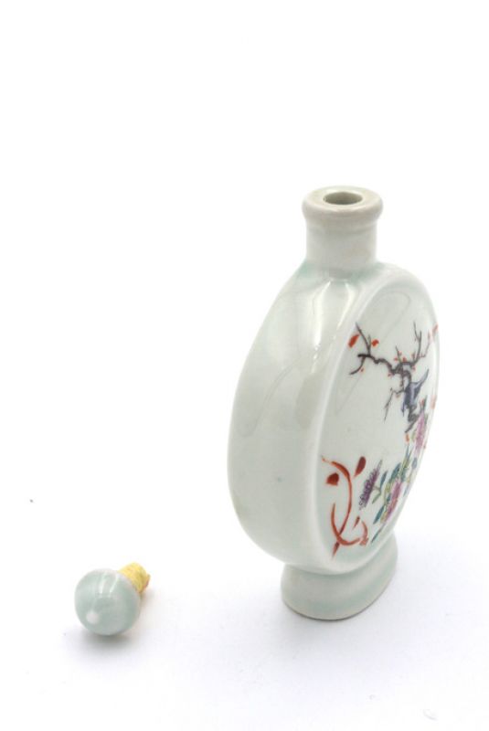 Große Porzellan Schnupftabakflasche Vögel 3
