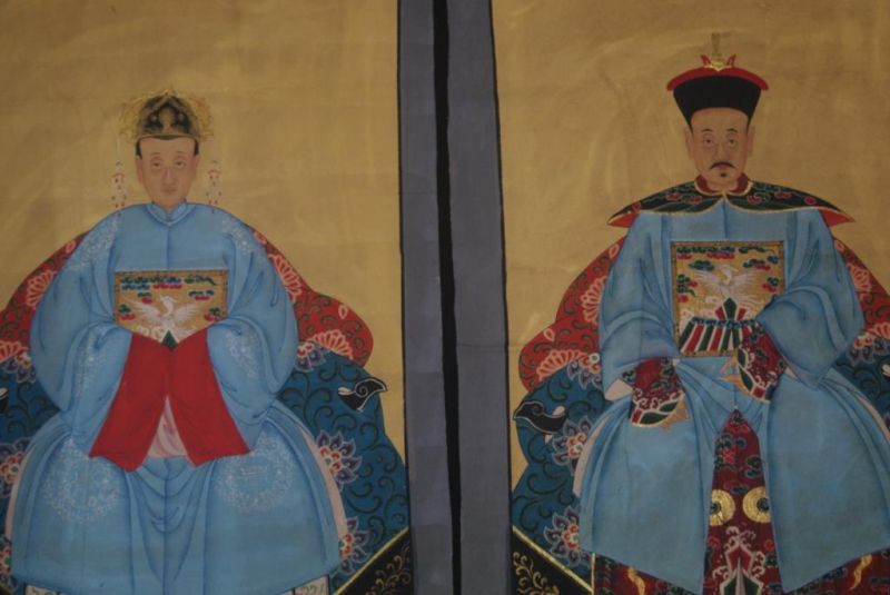 Großen Ahnenpaare und Kaiser Chinesische Malerei Blau 2