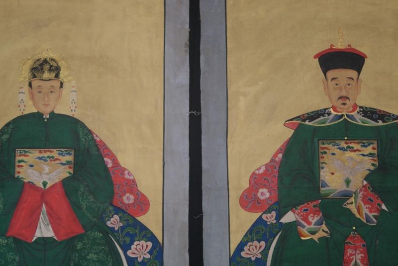 Großen Ahnenpaare und Kaiser Chinesische Malerei Grün 2