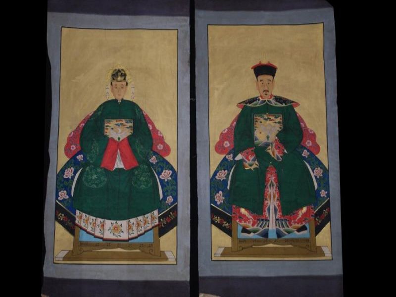 Großen Ahnenpaare und Kaiser Chinesische Malerei Grün 5