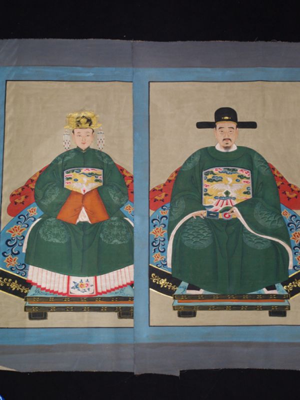 Großen Ahnenpaare und Kaiser Chinesische Malerei Grün 2