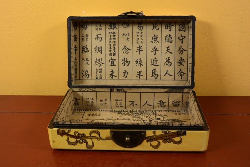 Großen Chinesische Holzschatullen - Gelb Vogel 4