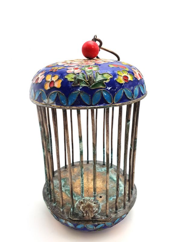 Großen Grillenkäfige Metall Cloisonné Blume Blau 2