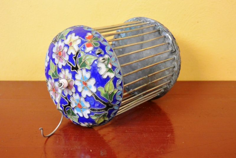 Großen Grillenkäfige Metall Cloisonné Blumen / Blau 3