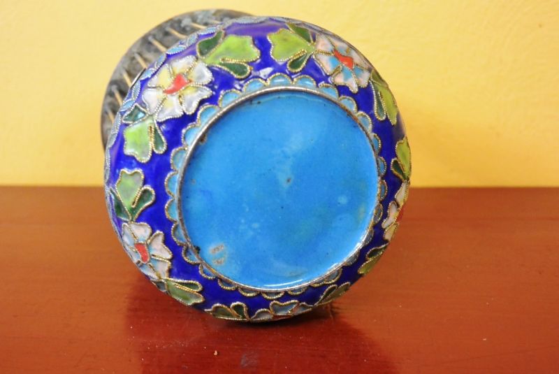 Großen Grillenkäfige Metall Cloisonné Blumen / Blau 5