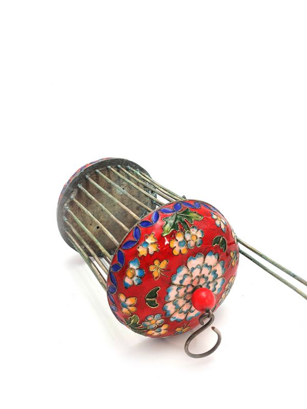 Großen Grillenkäfige Metall Cloisonné Blumen Rot 4