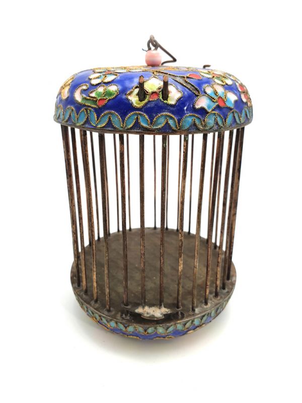 Großen Grillenkäfige Metall Cloisonné Vogel Blau 2