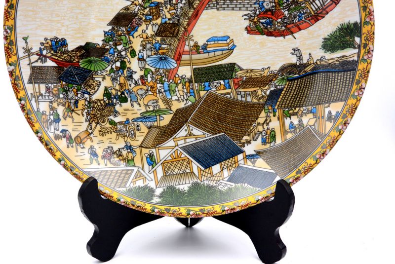 Großer Chinesischer Porzellanteller 33cm - Chinesische Stadt - Die Brücke 3