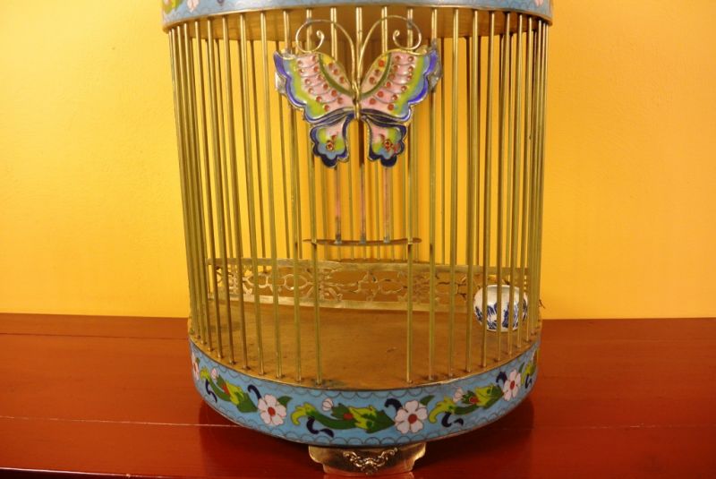 Großer Vogelkäfig aus China Cloisonné 3