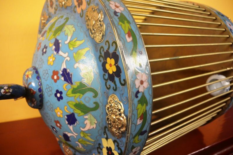Großer Vogelkäfig aus China Cloisonné 4