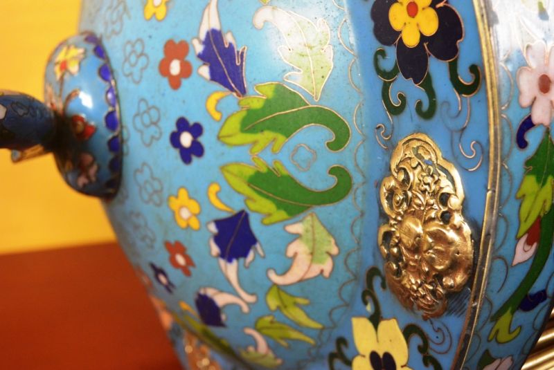Großer Vogelkäfig aus China Cloisonné 5