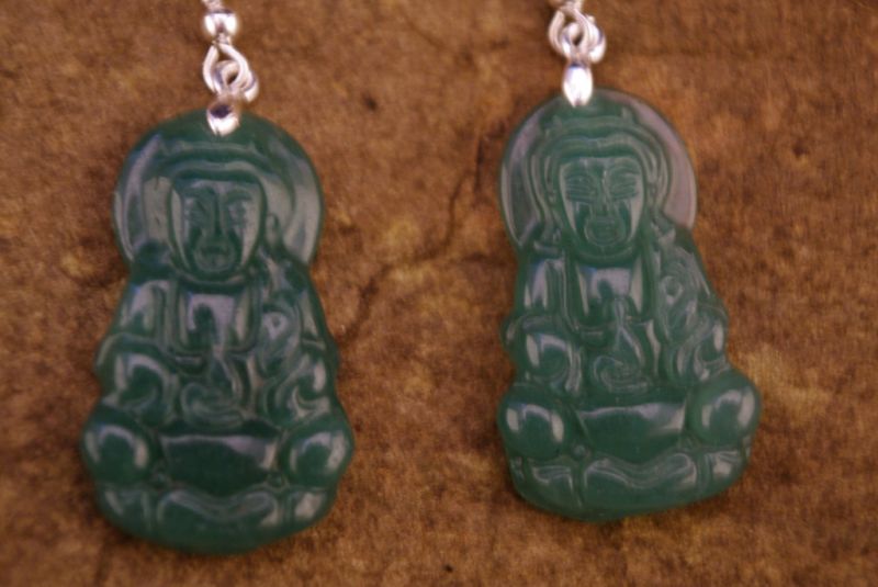 Grüne Jade Ohrringe Buddha 2