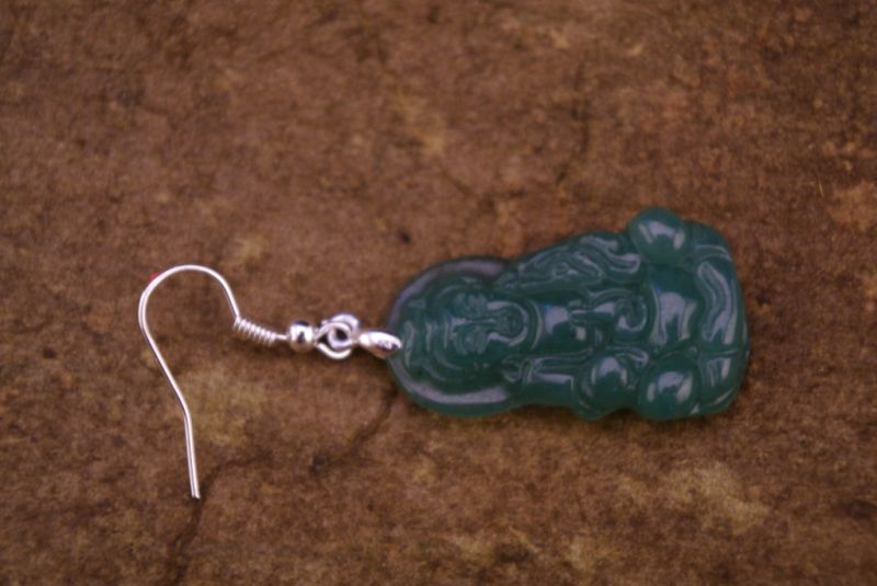 Grüne Jade Ohrringe Buddha 3