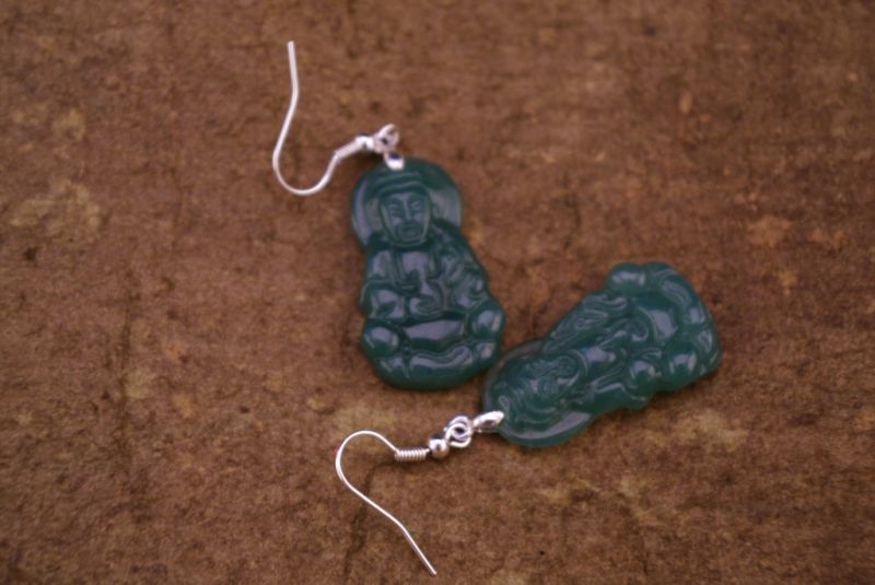 Grüne Jade Ohrringe Buddha 4