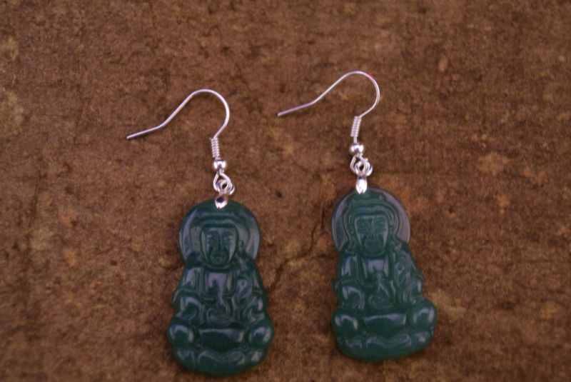 Grüne Jade Ohrringe Buddha 5