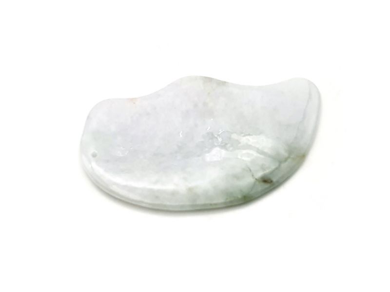 Gua Sha en Jade real - Blanco - Punto verde 1