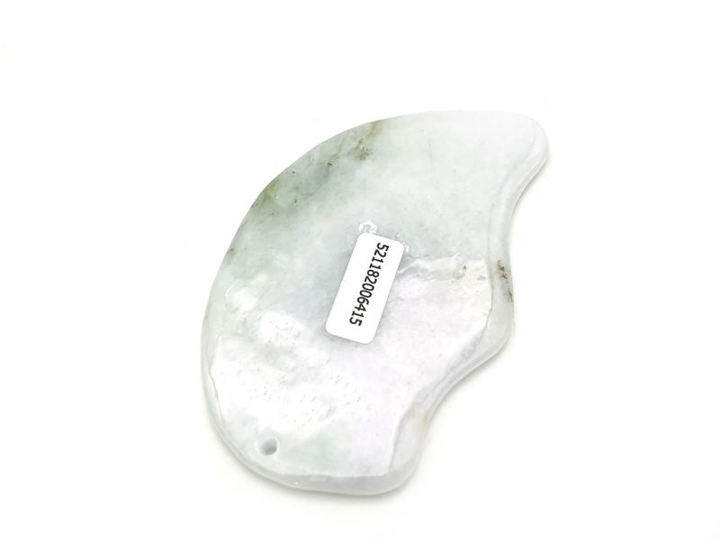 Gua Sha en Jade real - Blanco - Punto verde 2