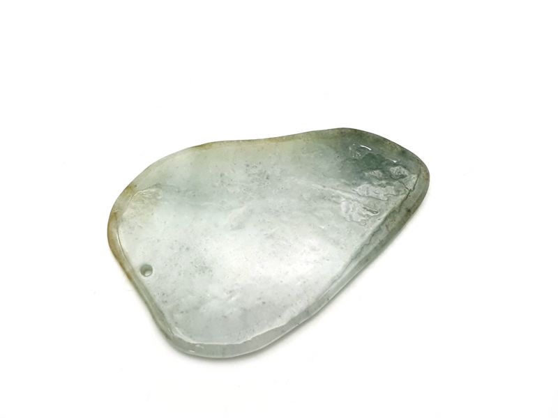 Gua Sha en Jade real - Blanco y Verde manchado 1