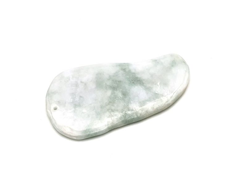 Gua Sha en Jade real - Blanco y Verde manchado 1