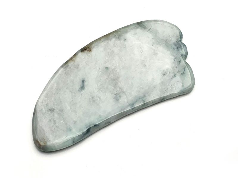 Gua Sha en Jade real - Calidad excepcional - Blanco y verde moteado 2