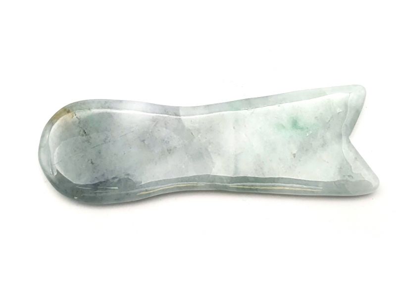 Gua Sha Fish - Real Jade - Body and face - Green spotted 1