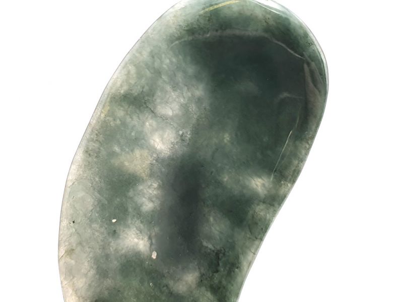 Gua Sha in echter Jade - Dunkelgrün / Durchscheinend 3
