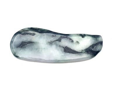 Gua Sha in echter Jade - Dunkelgrün und weiß