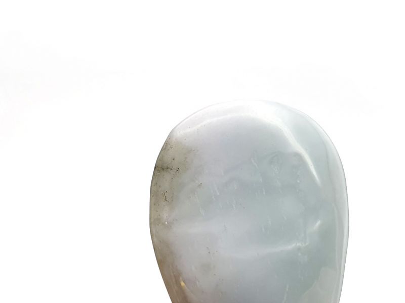 Gua Sha in echter Jade - Geflecktes Weiß mit grünen Reflexen 3