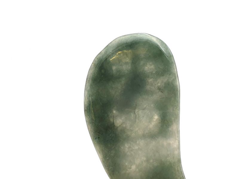 Gua Sha in echter Jade - Grün und Weiß / Durchscheinend 3