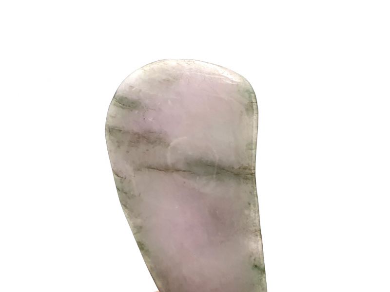 Gua Sha in echter Jade - Weiß mit durchscheinenden grünen Flecken 3