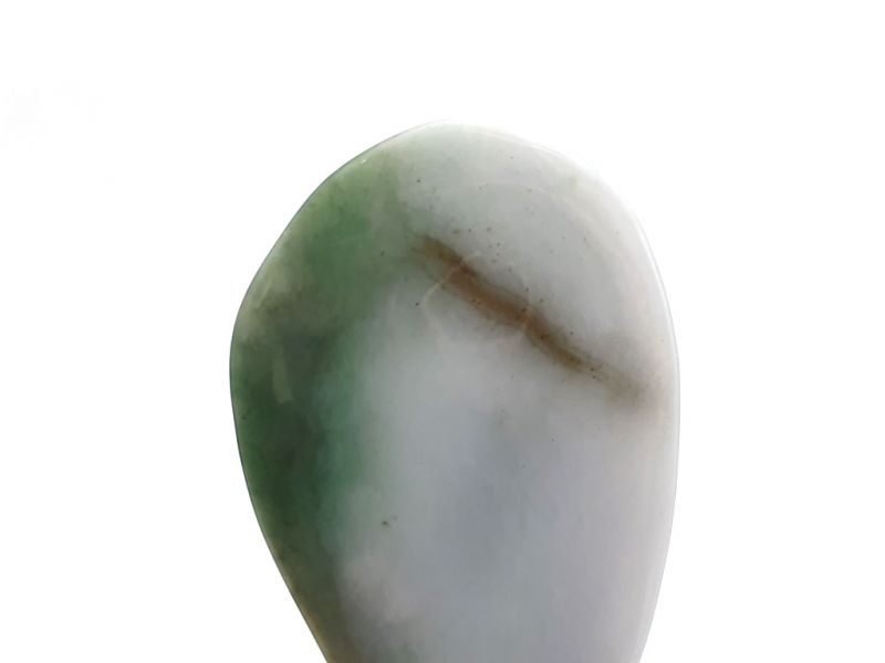 Gua Sha in echter Jade - Weiß und gepunktetes Grün / Durchscheinend 3