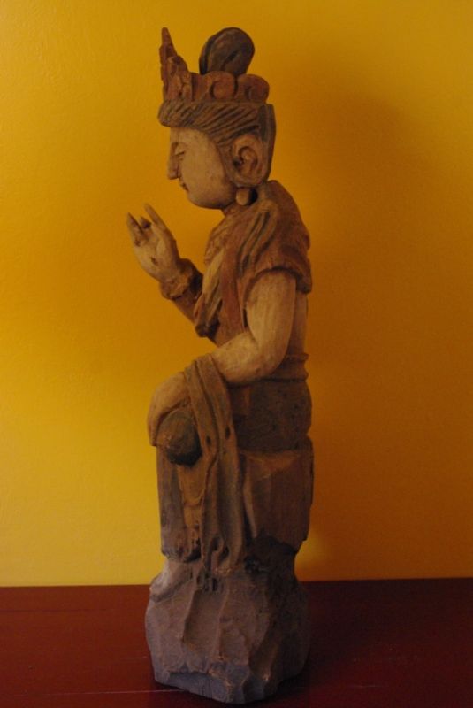 Guanyin Holzstatue Polychrome 4