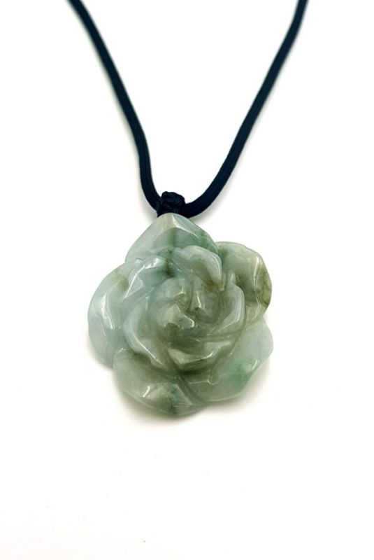 Halskette Anhänger Jade Stein Blume - kaiserliches Grün 2