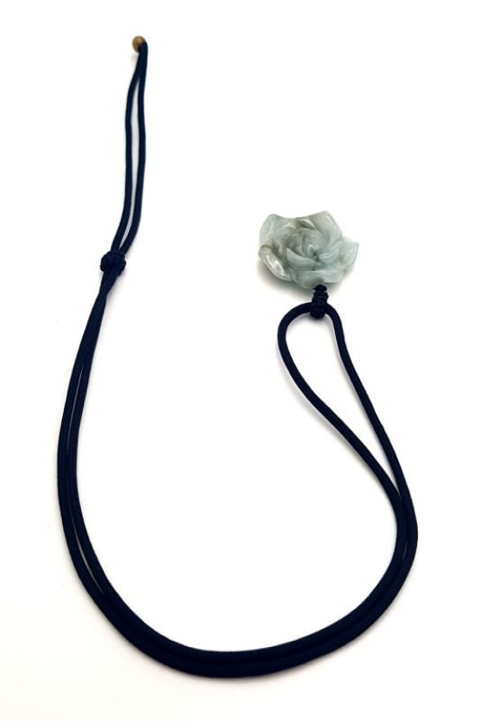 Halskette Anhänger Jade Stein Blume - kaiserliches Grün 3