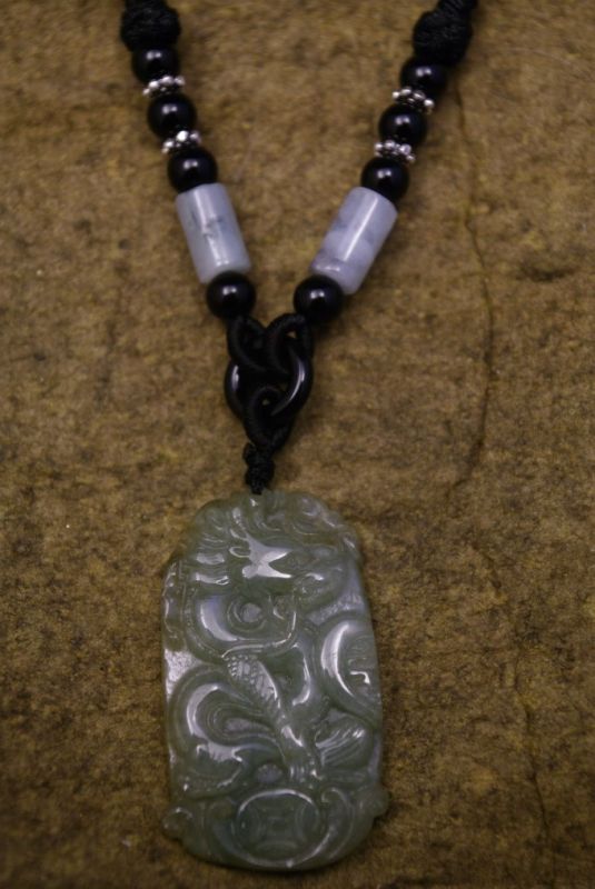 Halskette Anhänger Jade Stein Drachen 4