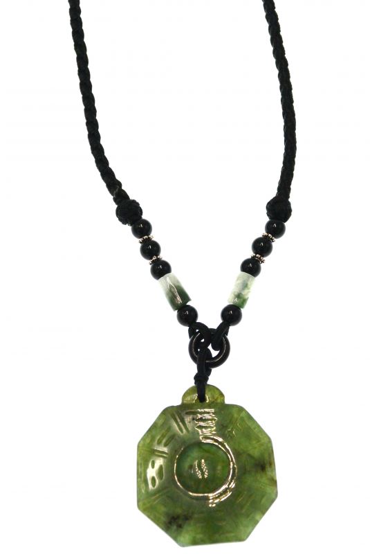 Halskette - Anhänger Jade Stein - FengShui - Acht Trigramme 2