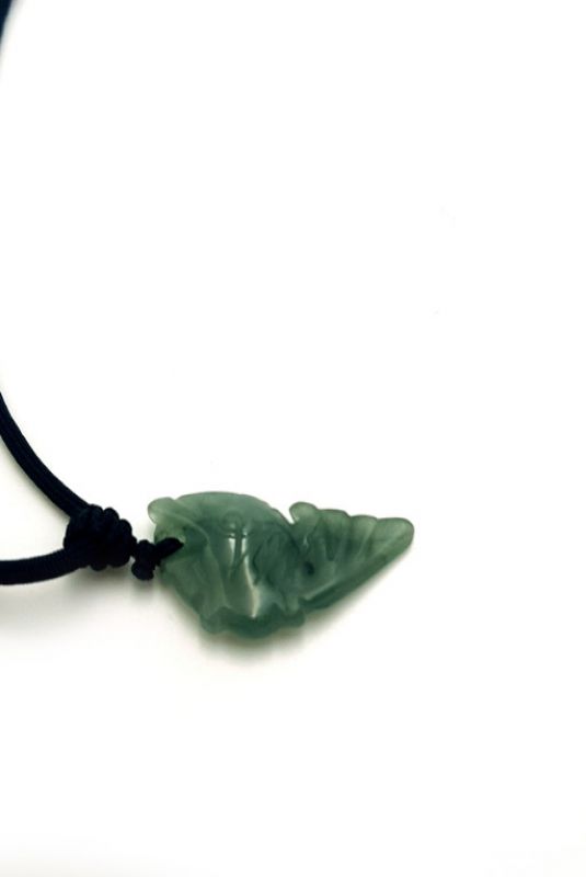 Halskette Anhänger Jade Stein Fisch - Dunkelgrün 3