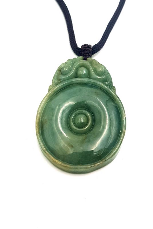 Halskette Anhänger Jade Stein Glückskreis - Imperial Green 2