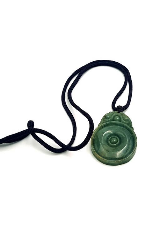 Halskette Anhänger Jade Stein Glückskreis - Imperial Green 3