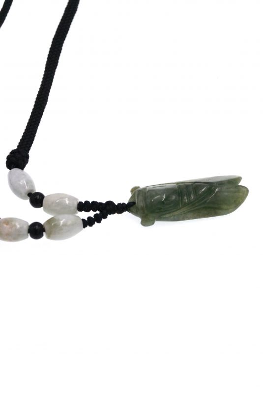 Halskette - Anhänger Jade Stein - Kricket - Dunkelgrün Transparent 2