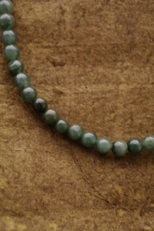Halskette Dunkelgrün Jade Perlen 4