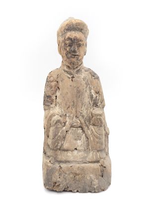 Heilige chinesische Kunst – Ehrwürdige Frau aus bemaltem Holz