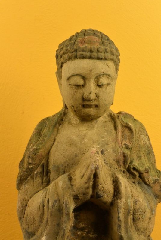 Holz Statuetten aus China Buddha im Gebet Position 2