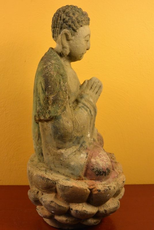 Holz Statuetten aus China Buddha im Gebet Position 3