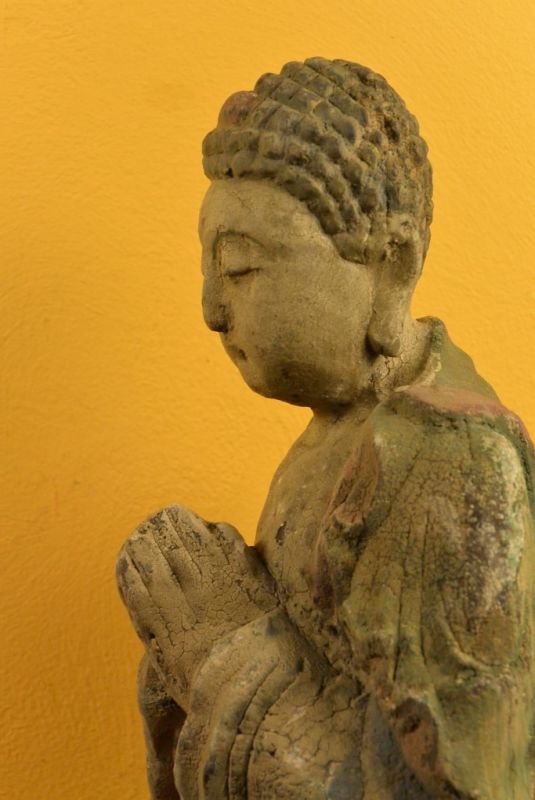 Holz Statuetten aus China Buddha im Gebet Position 5