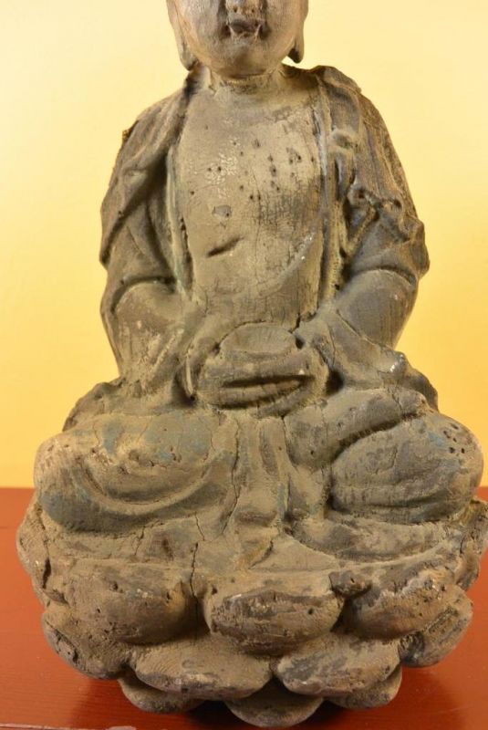 Holz Statuetten aus China Buddha im Lotussitz 3