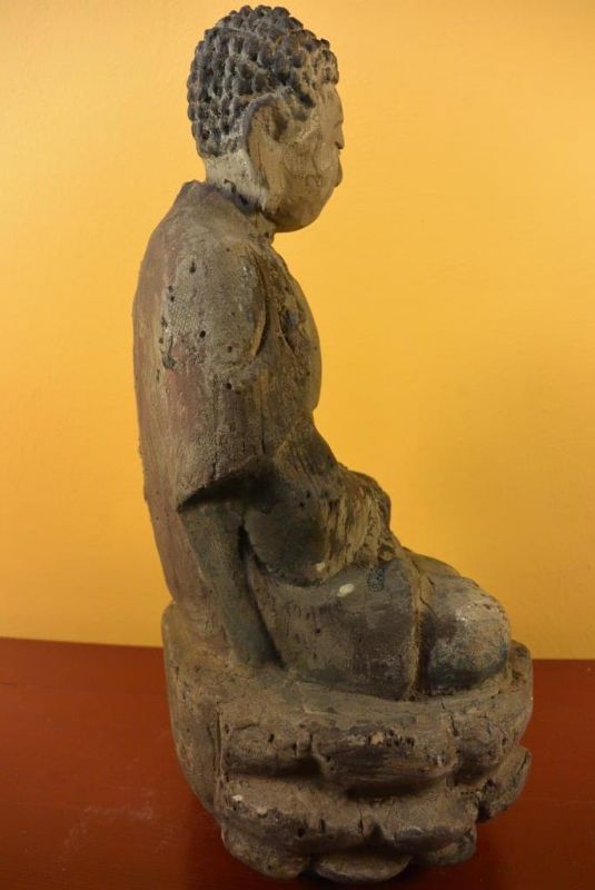 Holz Statuetten aus China Buddha im Lotussitz 4