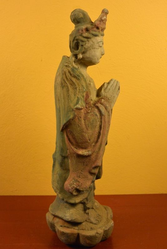 Holz Statuetten aus China Göttin Guanyin Steh 4